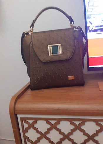 Kahverengi Baskılı Deri Kadın Çanta - Görsel 2