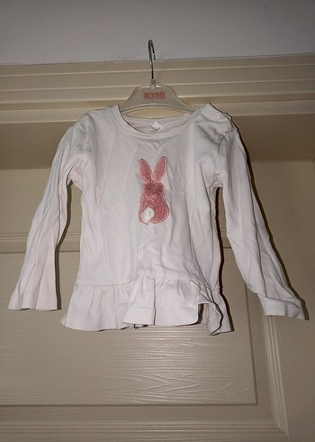 Kız Çocuk Beyaz Uzun Kollu Fırfırlı Tişört - Görsel 2