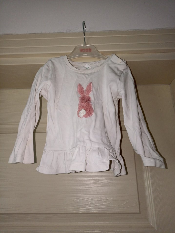 Kız Çocuk Beyaz Uzun Kollu Fırfırlı Tişört - Görsel 2