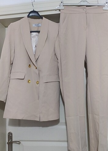 l Beden camel Renk Blazer takım 