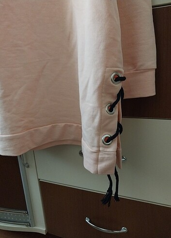 l Beden pembe Renk Defacto Pembe Yazılı Sweatshirt Kapüşonlu