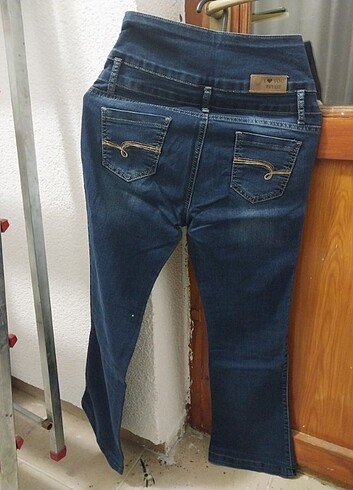29 Beden mavi Renk Yüksek Bel İspanyol Paça Kot Pantolon Pullit