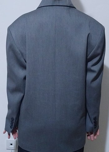 Diğer Gri Düğmeli Kadın Blazer Ceket