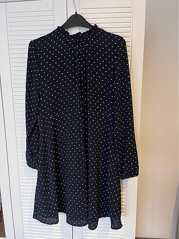 H&M lacivert puantiyeli elbise