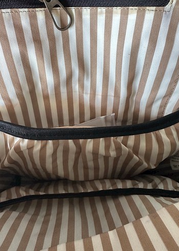 Bej ve Gri Çizgili Bebek Çantası-Kraft - Görsel 7