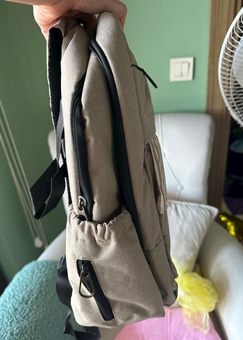 Bej ve Gri Çizgili Bebek Çantası-Kraft - Görsel 9