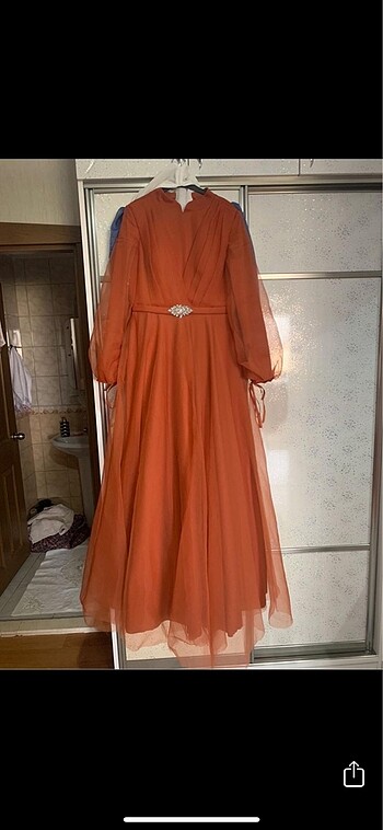 40 Beden turuncu Renk Turuncu abiye elbise