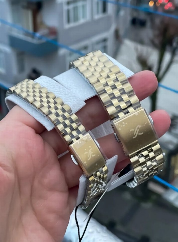 Altın Renkli Klasik çift ler icin kol saatleri - Görsel 3