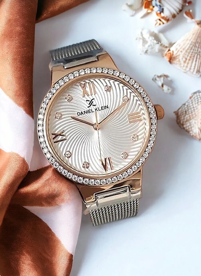 Daniel Klein taşlı bileklik  Zincir  Detaylı Beyaz Kadın Saat - Görsel 3