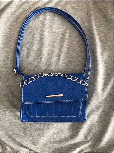 Mavi/Lacivert kroko desenli baget çanta