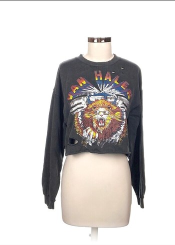 VAN HALEN YIRTIK DETAYLI BASKILI SWEATSHİRT