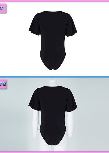 Zara Zara Siyah Kısa Kollu Pamuklu Kadın Bluz Bodysuit
