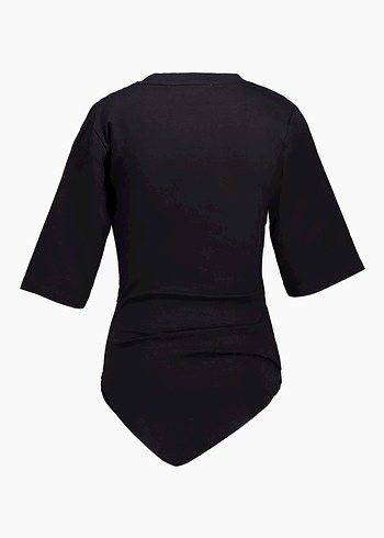 Zara Siyah Kısa Kollu Pamuklu Kadın Bluz Bodysuit