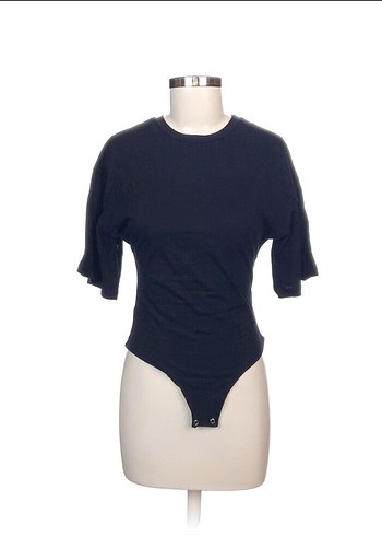 s Beden Zara Siyah Kısa Kollu Pamuklu Kadın Bluz Bodysuit