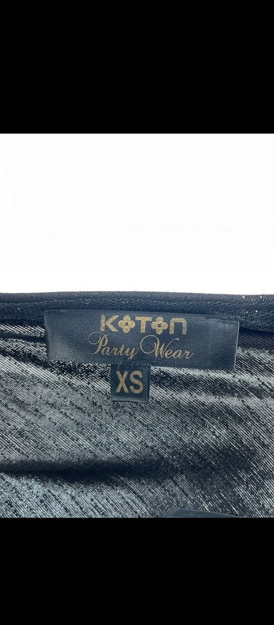 Simli V Yaka Drapeli Siyah Mini Abiye Elbise - Görsel 4