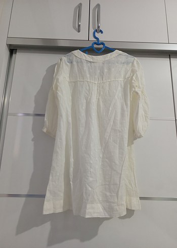 Beyaz Pamuk Tunik Bluz Pareo - Görsel 12