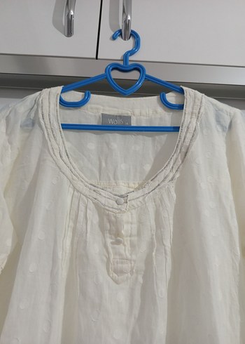 Beyaz Pamuk Tunik Bluz Pareo - Görsel 7