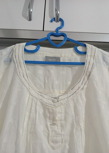 Beyaz Pamuk Tunik Bluz Pareo - Görsel 10