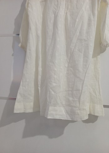 Beyaz Pamuk Tunik Bluz Pareo - Görsel 14