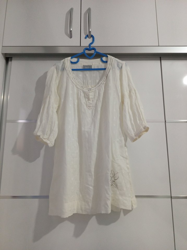 Beyaz Pamuk Tunik Bluz Pareo - Görsel 2