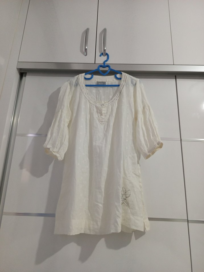 Beyaz Pamuk Tunik Bluz Pareo - Görsel 3