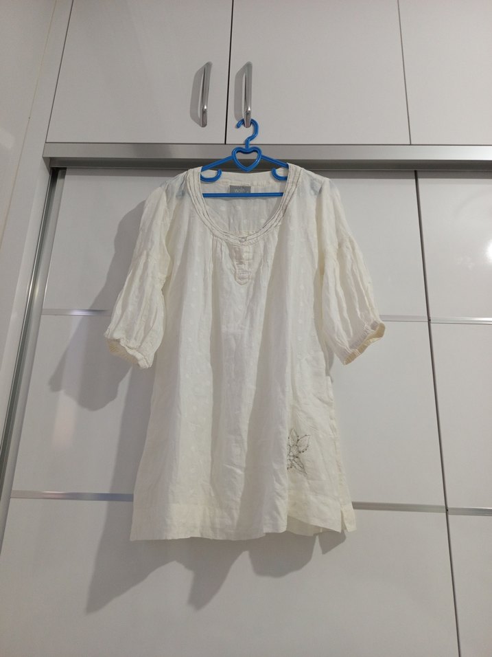 Beyaz Pamuk Tunik Bluz Pareo - Görsel 4