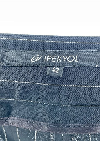 İpekyol Düz Kesim Çizgili Bol Paça Kumaş Pantolon - Görsel 4