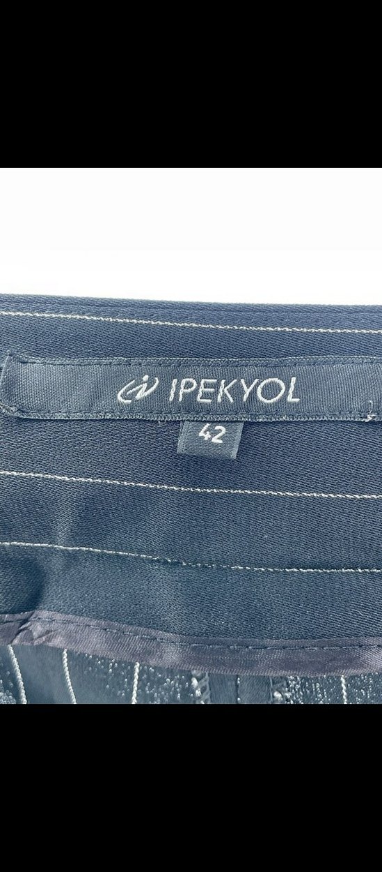 İpekyol Düz Kesim Çizgili Bol Paça Kumaş Pantolon - Görsel 4