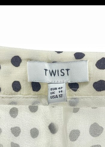 42 Beden beyaz Renk Twist Asimetrik Puantiye Desenli Uzun Kadın Etek