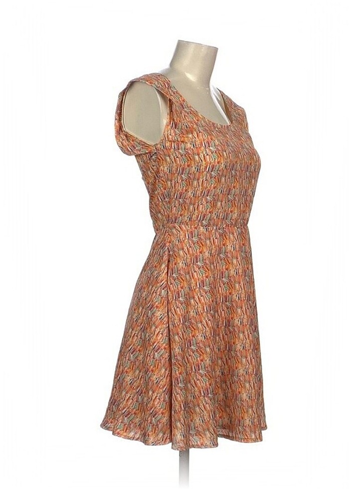 Desenli Şifon Kısa Çan Elbise - Görsel 2