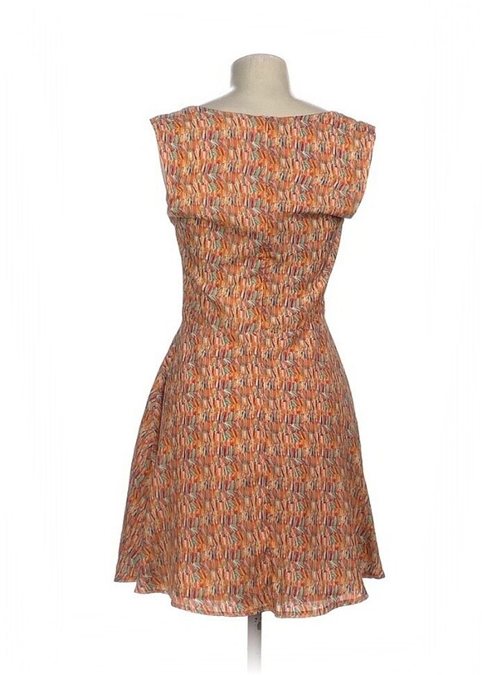 Desenli Şifon Kısa Çan Elbise - Görsel 3