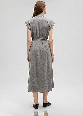 Mavi Jeans Keten Çan Uzun Gömlek Elbise - Görsel 5