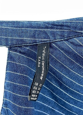 Zara Denim Görünümlü Çizgili Çan Midi Gömlek Elbise  - Görsel 5