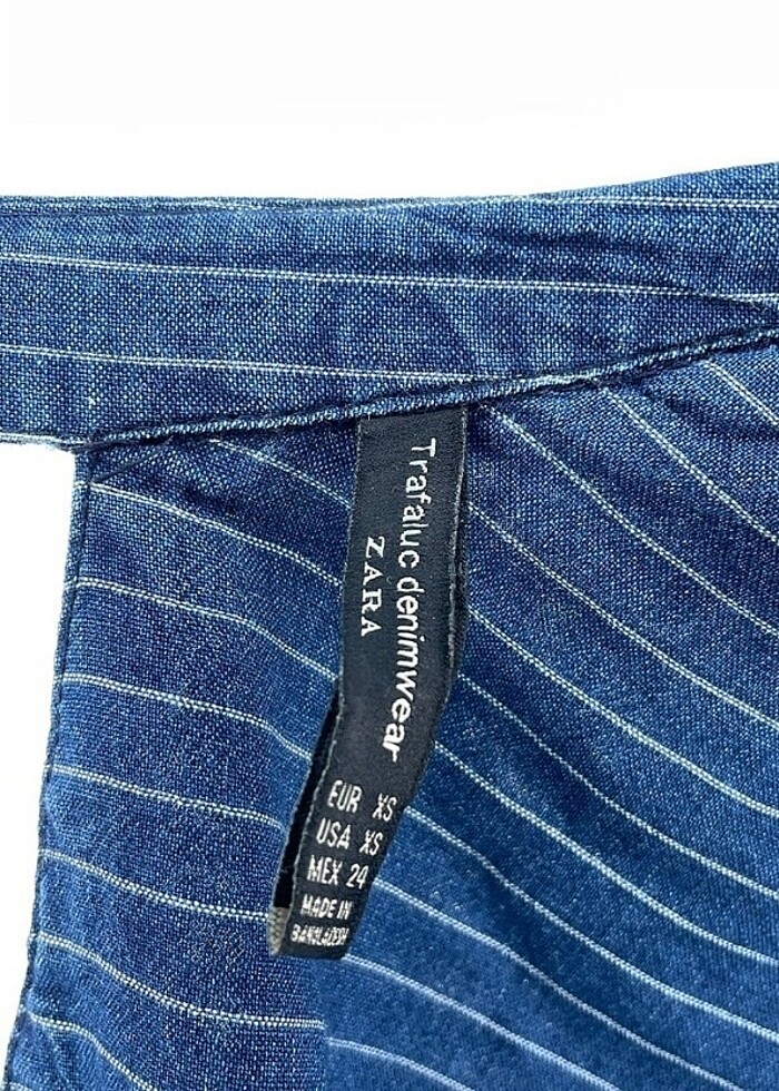 Zara Denim Görünümlü Çizgili Çan Midi Gömlek Elbise  - Görsel 5