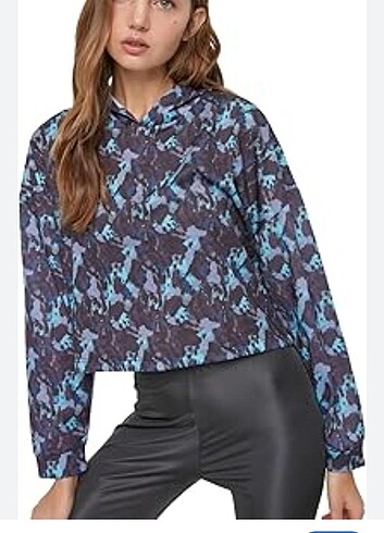 l Beden mor Renk Batik Desenli Mor Kapüşonlu Sweatshirt