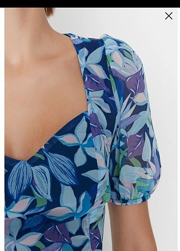 Balon Kol Desenli Sifon Kısa Elbise ... - Görsel 6