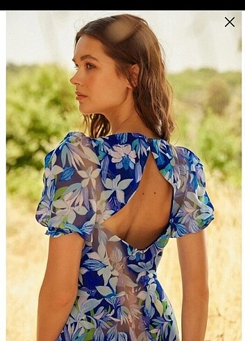 Balon Kol Desenli Sifon Kısa Elbise ... - Görsel 7