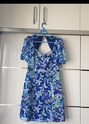 Balon Kol Desenli Sifon Kısa Elbise ... - Görsel 12