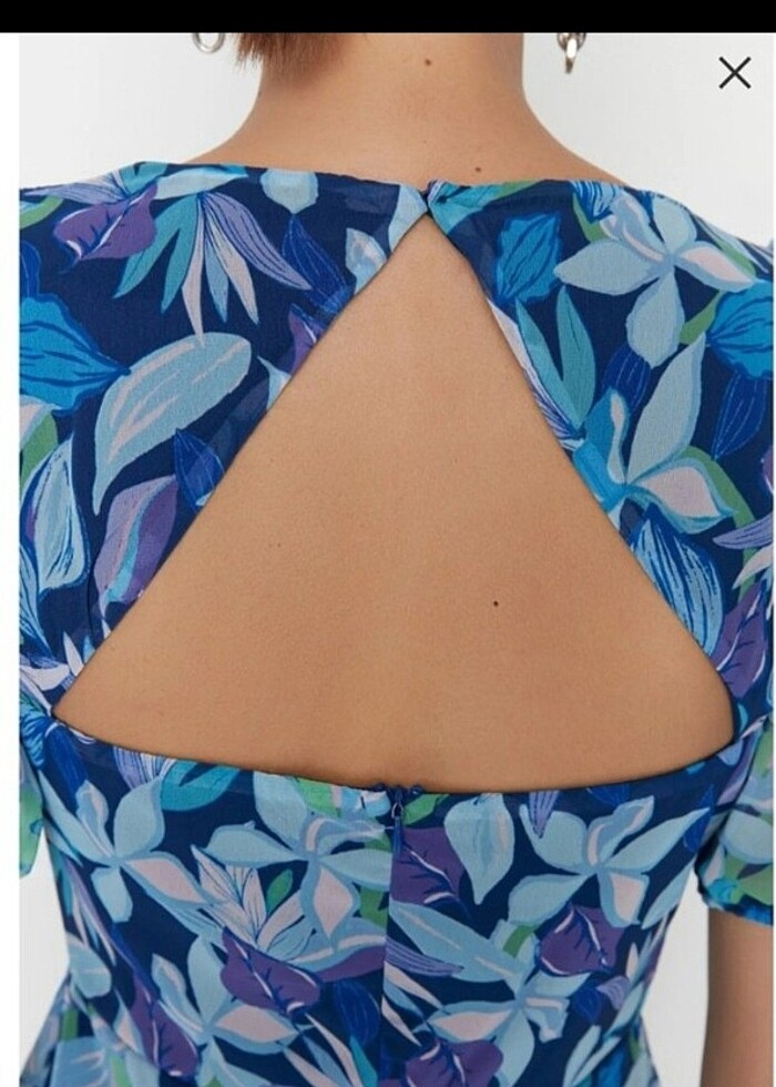 Balon Kol Desenli Sifon Kısa Elbise ... - Görsel 5