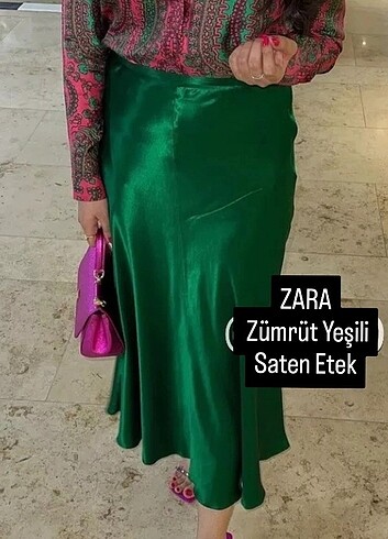 ZARA ZÜMRÜT YEŞİLİ SATEN ETEK