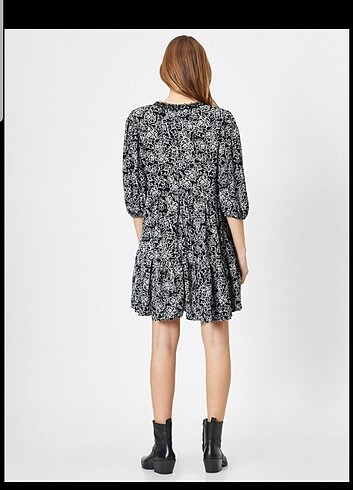 Desenli Bol Kesim Karpuz Kol Elbise - Görsel 6