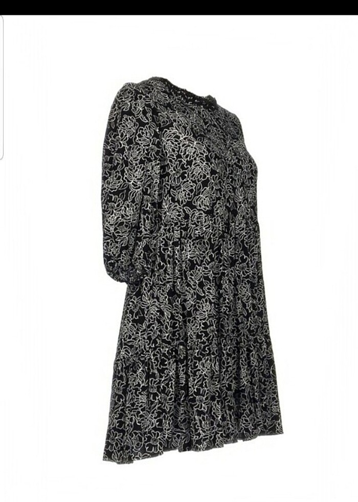 Desenli Bol Kesim Karpuz Kol Elbise - Görsel 5