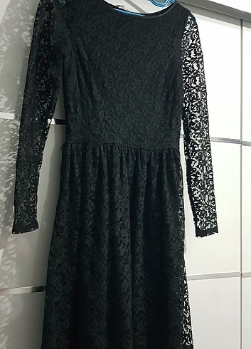 Dantel Kısa Çan Elbise - Görsel 7