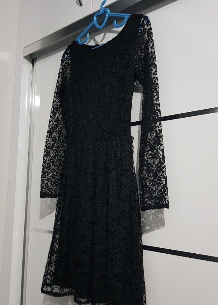 Dantel Kısa Çan Elbise - Görsel 2