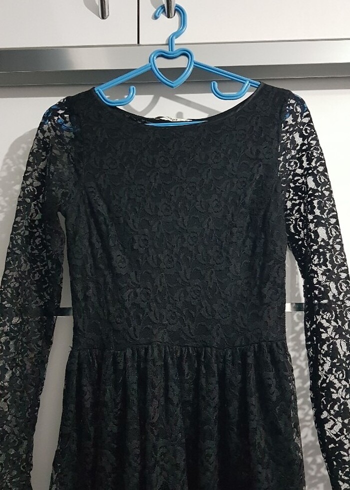 Dantel Kısa Çan Elbise - Görsel 3