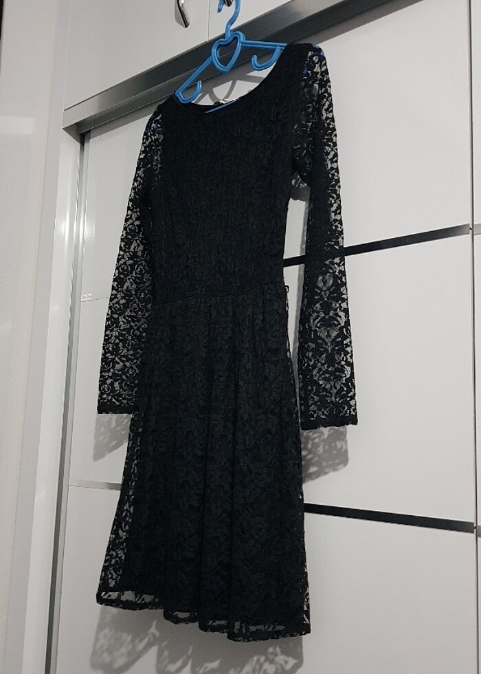 Dantel Kısa Çan Elbise - Görsel 4