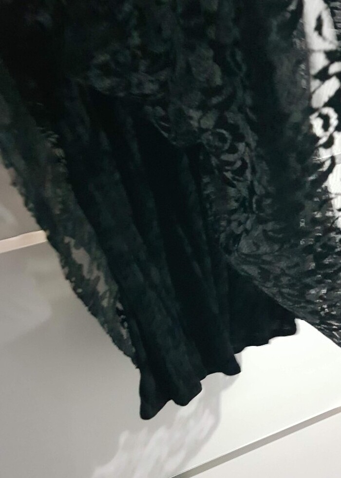 Dantel Kısa Çan Elbise - Görsel 5