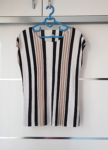 36 Beden siyah Renk Polo Garage Çizgili Bluz
