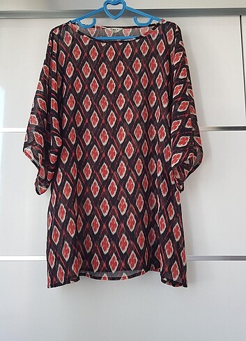 Desenli Şifon Pareo Tunik Elbise - Görsel 6