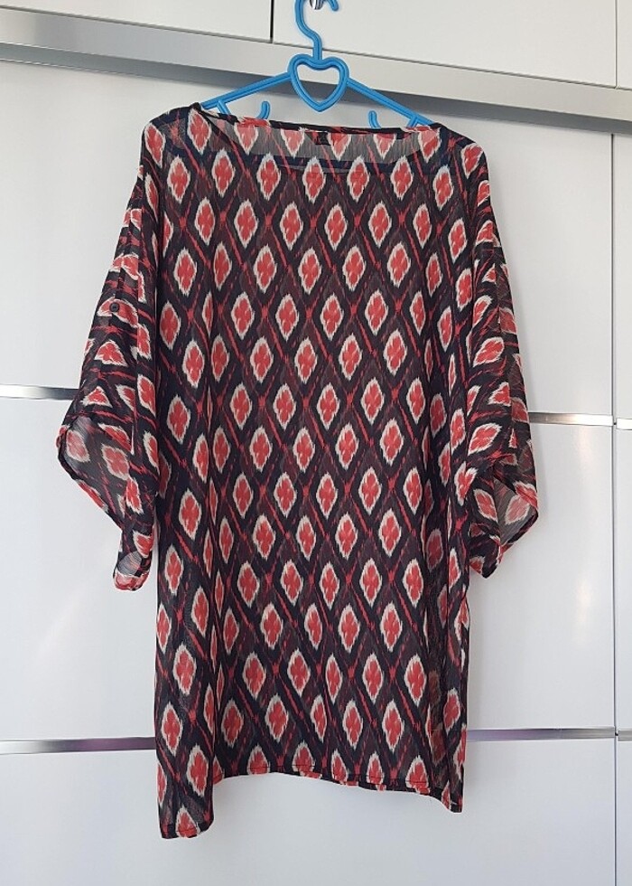 Desenli Şifon Pareo Tunik Elbise - Görsel 2